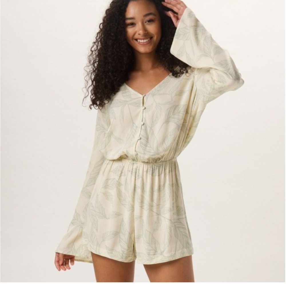 The Normal Brand Bell Sleeve Romper Palm‎ Desert Print XS NEW Boho Festival